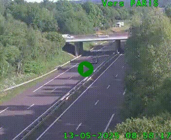 Caméra routière sur l'autoroute A20 au nord de Limoges, à la jonction avec la N520. Vue orientée vers Paris