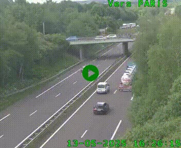 Caméra routière sur l'autoroute A20 au nord de Limoges, à la jonction avec la N520. Vue orientée vers Paris