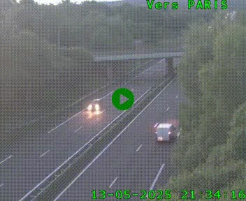 Caméra routière sur l'autoroute A20 au nord de Limoges, à la jonction avec la N520. Vue orientée vers Paris