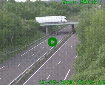 Caméra routière sur l'autoroute A20 au nord de Limoges, à la jonction avec la N520. Vue orientée vers Paris