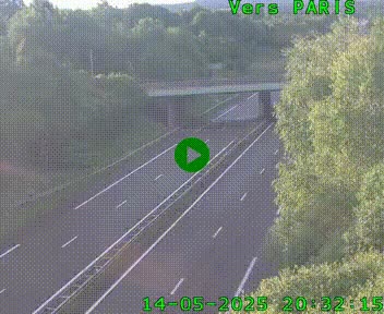 Caméra routière sur l'autoroute A20 au nord de Limoges, à la jonction avec la N520. Vue orientée vers Paris