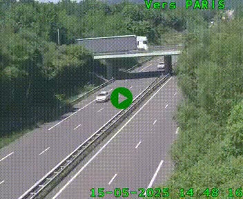 Caméra routière sur l'autoroute A20 au nord de Limoges, à la jonction avec la N520. Vue orientée vers Paris