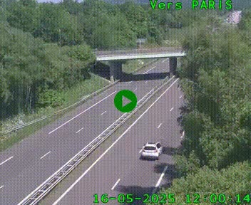 Caméra routière sur l'autoroute A20 au nord de Limoges, à la jonction avec la N520. Vue orientée vers Paris