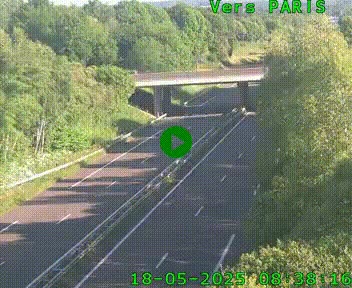 Caméra routière sur l'autoroute A20 au nord de Limoges, à la jonction avec la N520. Vue orientée vers Paris