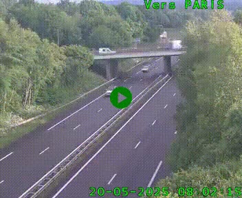 Caméra routière sur l'autoroute A20 au nord de Limoges, à la jonction avec la N520. Vue orientée vers Paris