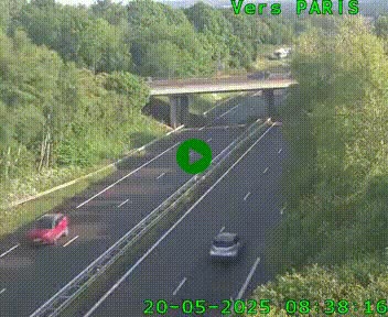 Caméra routière sur l'autoroute A20 au nord de Limoges, à la jonction avec la N520. Vue orientée vers Paris