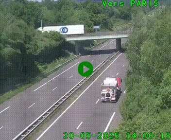 Caméra routière sur l'autoroute A20 au nord de Limoges, à la jonction avec la N520. Vue orientée vers Paris