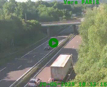 Caméra routière sur l'autoroute A20 au nord de Limoges, à la jonction avec la N520. Vue orientée vers Paris