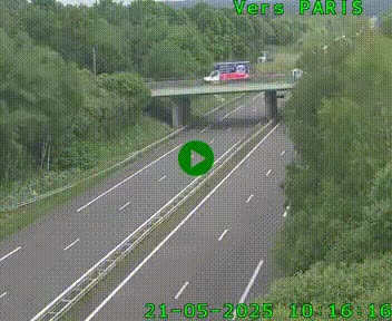 Caméra routière sur l'autoroute A20 au nord de Limoges, à la jonction avec la N520. Vue orientée vers Paris