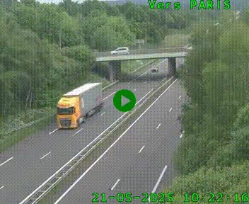 Caméra routière sur l'autoroute A20 au nord de Limoges, à la jonction avec la N520. Vue orientée vers Paris