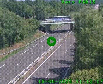 Caméra routière sur l'autoroute A20 au nord de Limoges, à la jonction avec la N520. Vue orientée vers Paris