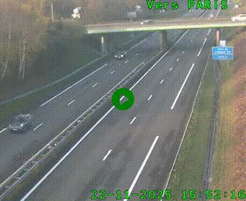Caméra routière sur l'autoroute A20 au nord de Limoges, à la jonction avec la N520. Vue orientée vers Paris