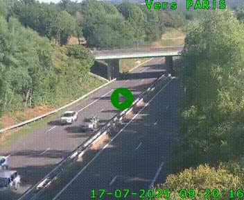 <h2>Caméra routière sur l'autoroute A20 au nord de Limoges, à la jonction avec la N520. Vue orientée vers Paris</h2>