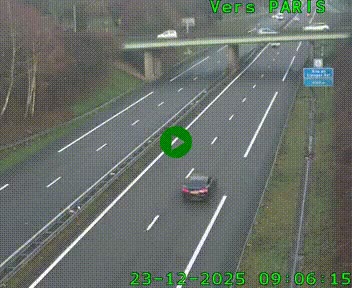 Caméra routière sur l'autoroute A20 au nord de Limoges, à la jonction avec la N520. Vue orientée vers Paris