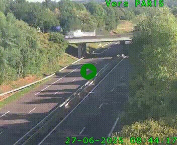 <h2>Caméra routière sur l'autoroute A20 au nord de Limoges, à la jonction avec la N520. Vue orientée vers Paris</h2>