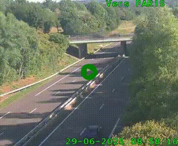 <h2>Caméra routière sur l'autoroute A20 au nord de Limoges, à la jonction avec la N520. Vue orientée vers Paris</h2>
