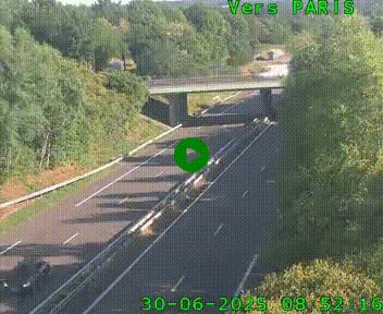 <h2>Caméra routière sur l'autoroute A20 au nord de Limoges, à la jonction avec la N520. Vue orientée vers Paris</h2>