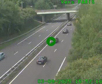 Caméra routière sur l'autoroute A20 au nord de Limoges, à la jonction avec la N520. Vue orientée vers Paris