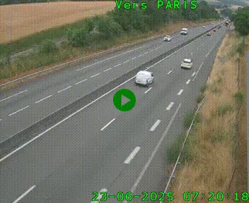 Caméra routière sur l'autoroute A20 à Saint-Hilaire-Bonneval, au sud de Limoges. Vue orientée vers Paris