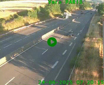 Caméra routière sur l'autoroute A20 à Saint-Hilaire-Bonneval, au sud de Limoges. Vue orientée vers Paris
