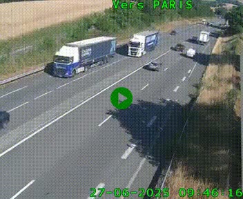 Caméra routière sur l'autoroute A20 à Saint-Hilaire-Bonneval, au sud de Limoges. Vue orientée vers Paris