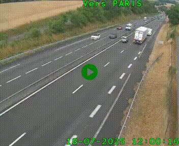 Caméra routière sur l'autoroute A20 à Saint-Hilaire-Bonneval, au sud de Limoges. Vue orientée vers Paris