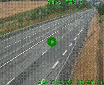 Caméra routière sur l'autoroute A20 à Saint-Hilaire-Bonneval, au sud de Limoges. Vue orientée vers Paris