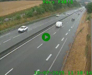 Caméra routière sur l'autoroute A20 à Saint-Hilaire-Bonneval, au sud de Limoges. Vue orientée vers Paris