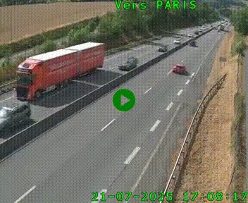 Caméra routière sur l'autoroute A20 à Saint-Hilaire-Bonneval, au sud de Limoges. Vue orientée vers Paris