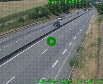 Caméra routière sur l'autoroute A20 à Saint-Hilaire-Bonneval, au sud de Limoges. Vue orientée vers Paris