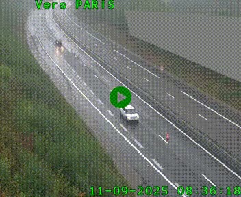 Caméra routière sur l'autoroute A20 à Saint-Pardoux-l'Ortigier, à la jonction avec l'A89. Vue orientée vers Paris