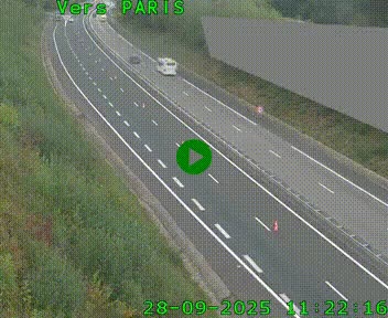 Caméra routière sur l'autoroute A20 à Saint-Pardoux-l'Ortigier, à la jonction avec l'A89. Vue orientée vers Paris
