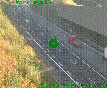 Caméra routière sur l'autoroute A20 à Saint-Pardoux-l'Ortigier, à la jonction avec l'A89. Vue orientée vers Paris