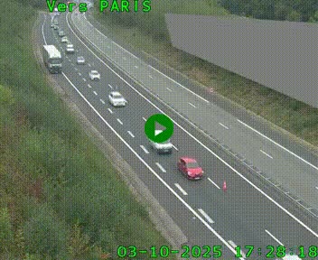 Caméra routière sur l'autoroute A20 à Saint-Pardoux-l'Ortigier, à la jonction avec l'A89. Vue orientée vers Paris
