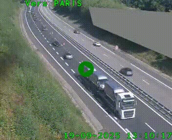 Caméra routière sur l'autoroute A20 à Saint-Pardoux-l'Ortigier, à la jonction avec l'A89. Vue orientée vers Paris