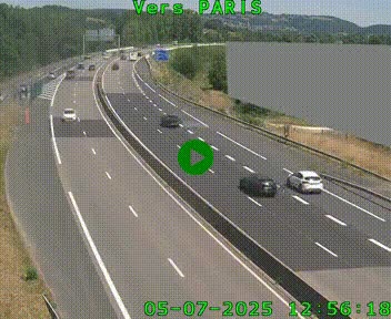 Caméra routière sur l'autoroute A20 à Brive-la-Gaillarde, à la jonction avec l'A89. Vue orientée vers Paris