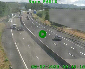 Caméra routière sur l'autoroute A20 à Brive-la-Gaillarde, à la jonction avec l'A89. Vue orientée vers Paris