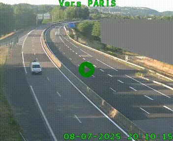 Caméra routière sur l'autoroute A20 à Brive-la-Gaillarde, à la jonction avec l'A89. Vue orientée vers Paris