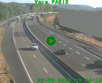 Caméra routière sur l'autoroute A20 à Brive-la-Gaillarde, à la jonction avec l'A89. Vue orientée vers Paris