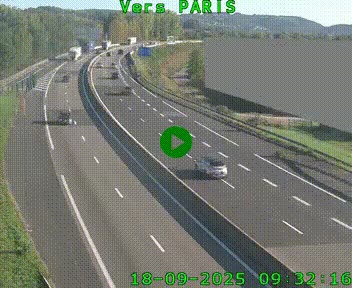Caméra routière sur l'autoroute A20 à Brive-la-Gaillarde, à la jonction avec l'A89. Vue orientée vers Paris