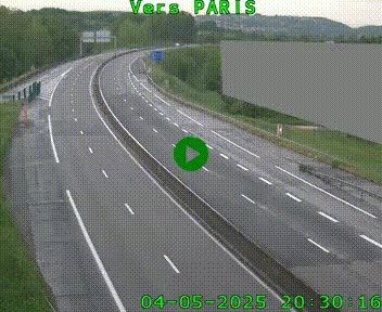 Caméra routière sur l'autoroute A20 à Brive-la-Gaillarde, à la jonction avec l'A89. Vue orientée vers Paris