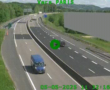Caméra routière sur l'autoroute A20 à Brive-la-Gaillarde, à la jonction avec l'A89. Vue orientée vers Paris