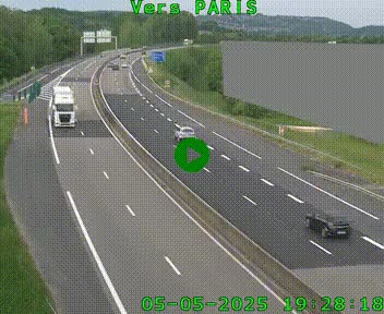 Caméra routière sur l'autoroute A20 à Brive-la-Gaillarde, à la jonction avec l'A89. Vue orientée vers Paris