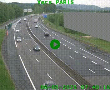 Caméra routière sur l'autoroute A20 à Brive-la-Gaillarde, à la jonction avec l'A89. Vue orientée vers Paris