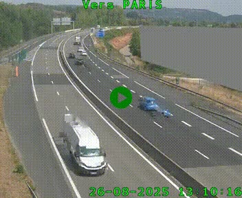 Caméra routière sur l'autoroute A20 à Brive-la-Gaillarde, à la jonction avec l'A89. Vue orientée vers Paris