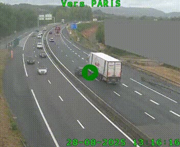 Caméra routière sur l'autoroute A20 à Brive-la-Gaillarde, à la jonction avec l'A89. Vue orientée vers Paris
