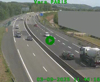 Caméra routière sur l'autoroute A20 à Brive-la-Gaillarde, à la jonction avec l'A89. Vue orientée vers Paris