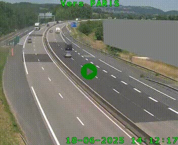 Caméra routière sur l'autoroute A20 à Brive-la-Gaillarde, à la jonction avec l'A89. Vue orientée vers Paris
