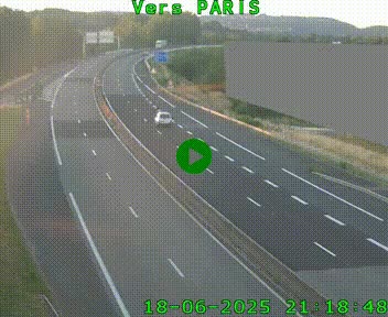 Caméra routière sur l'autoroute A20 à Brive-la-Gaillarde, à la jonction avec l'A89. Vue orientée vers Paris