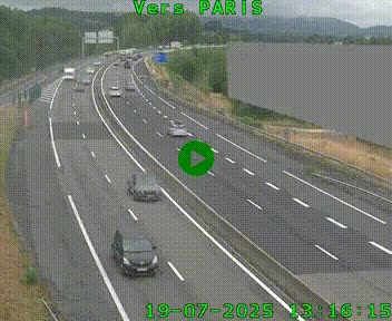 Caméra routière sur l'autoroute A20 à Brive-la-Gaillarde, à la jonction avec l'A89. Vue orientée vers Paris